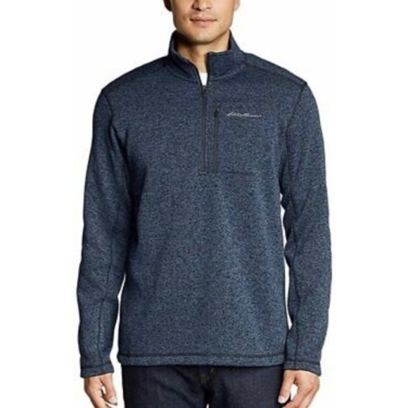 Eddie Bauer Quarter Zip Sweater Fleece Blue NWT - Picture 1 of 4
